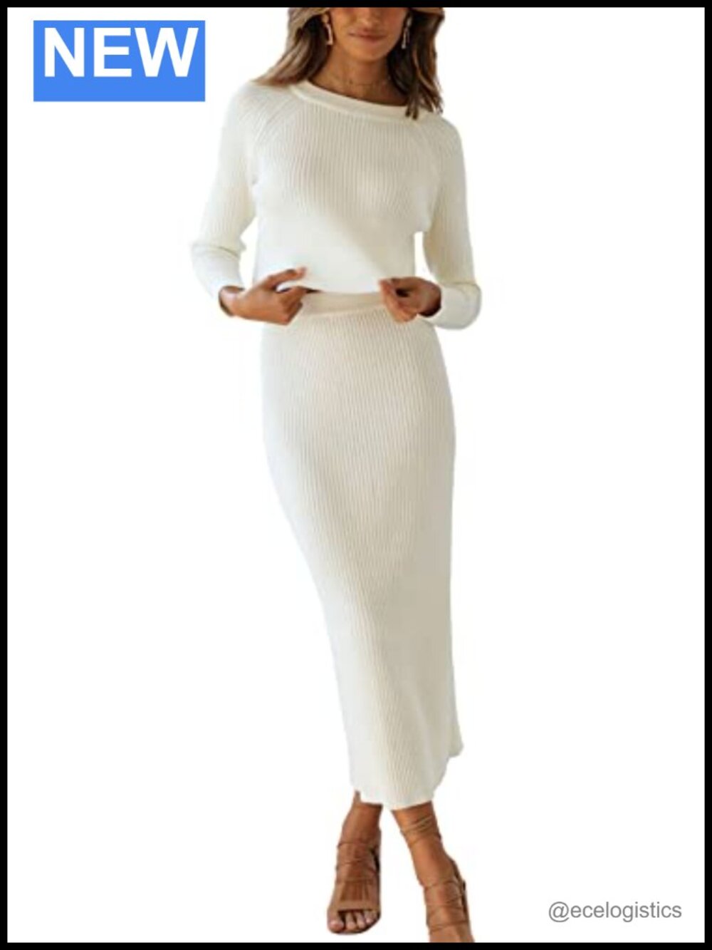 2 Piece Sweater Set Crop Top and Maxi Pencil Skirt Knit Lounge Outfit